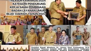 Diserahkan Wagub Sulut, PJ Bupati Djemmy Kumendong Terima Treasury Award dari Kemenkeu