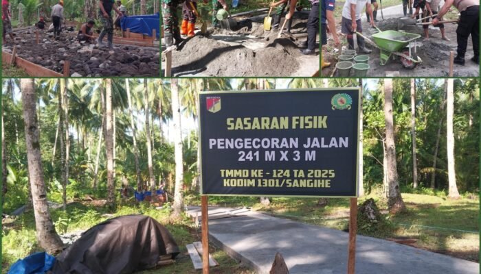 TMMD ke-124 Kodim 1301/Sangihe Bangun Jalan Usaha Tani di Desa Kalekube