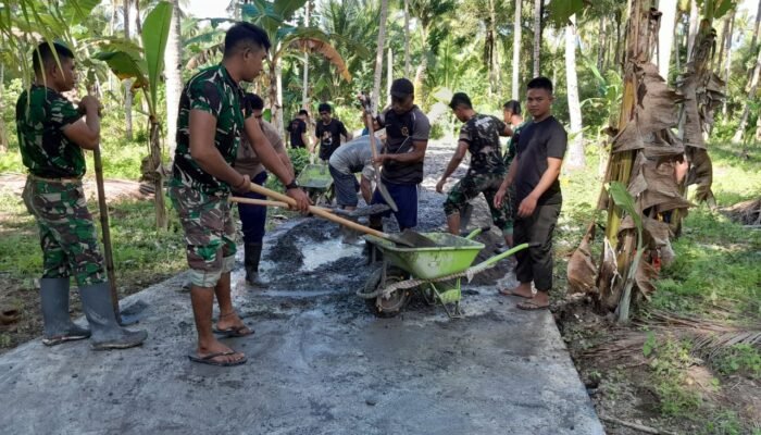 Progres Pengecoran Jalan Tani TMMD ke-124 Kodim 1301/Sangihe Capai 90 Meter