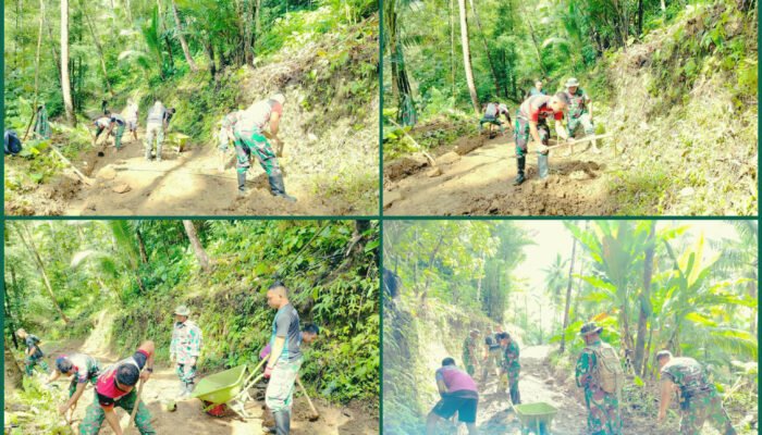 Medan Berat Tak Halangi Satgas TMMD 124 Kodim 1301/Sangihe Bangun Jalan di Pusunge