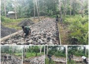 TMMD Ke-124 Lanjutkan Pemasangan Batu Dasar di Kampung Kalekube Induk