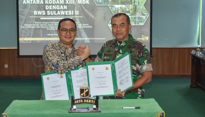 Kodam Merdeka dan BWS Sulawesi II Gorontalo Sepakati Perjanjian Kerjasama Rehabilitasi Jaringan Irigasi
