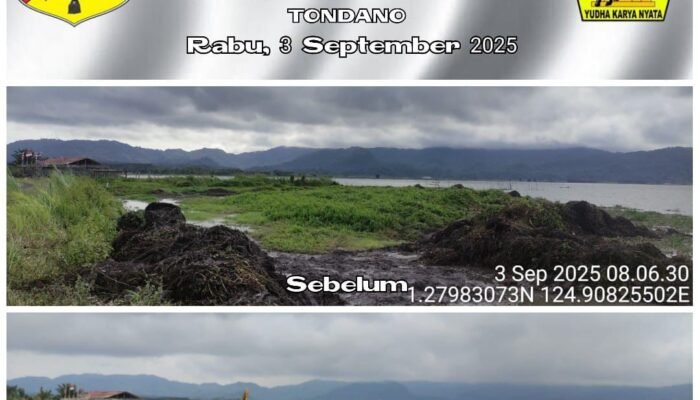 Kodam XIII/Merdeka Terjunkan Personel Bersihkan Danau Tondano, Sudah 11,93 Hektare Terbebas Dari Eceng Gondok