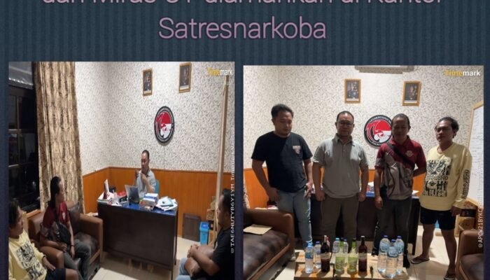 Satnarkoba Polres Sangihe Amankan Puluhan Botol Miras Filipina dan Cap Tikus Tanpa Izin