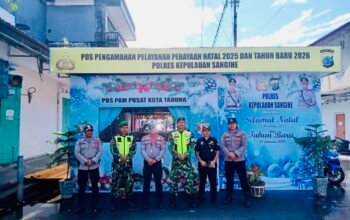 TNI AD–Polri Perkuat Sinergi, Pos Pam Pusat Kota Tahuna Siap Amankan Natal 2025 dan Tahun Baru 2026