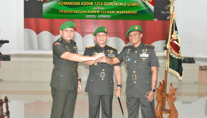 Tongkat Komando Resmi Berpindah, Danrem 133/Nani Wartabone Pimpin Sertijab Dandim 1314/Gorut