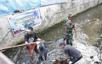 Peduli Kebersihan Lingkungan, Ajendam XIII/Merdeka Bersama Masyarakat Gelar Karya Bakti Bersihkan Sungai