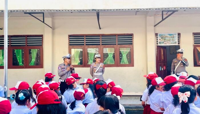 Di SD Santo Agustinus Tahuna, Satlantas Sangihe Kampanyekan Tertib Berlalu Lintas