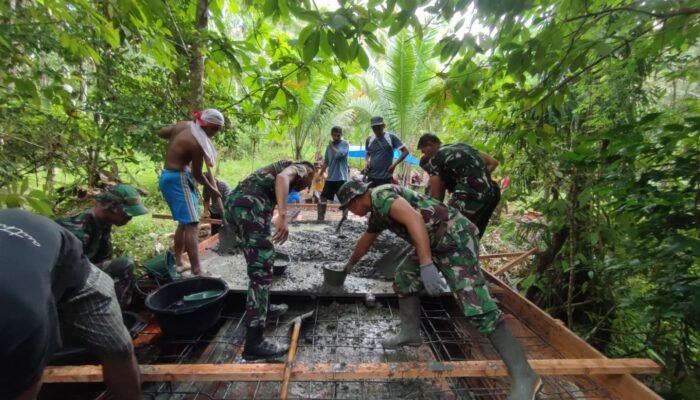 Pembangunan Jembatan Kengkima di Beha Capai 60 Persen, Kodim 1301/Sangihe Percepat Pekerjaan