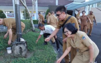 Tingkatkan Kinerja dan Kebersamaan, Sekretariat DPRD Sulut Gelar Aksi Bersih-Bersih Lingkungan