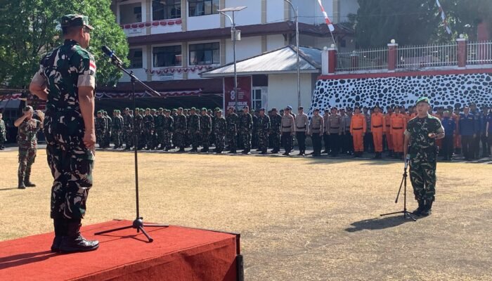 Danyonif TP 916/Bara Sakti Jadi Komandan Apel Gelar Pasukan Karhutla di Minahasa Utara