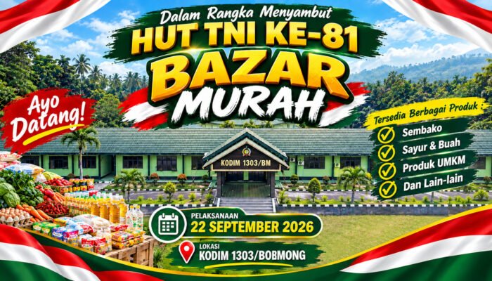 Kodim 1303/Bolmong Gelar Bazar Murah Sambut HUT ke-81 TNI