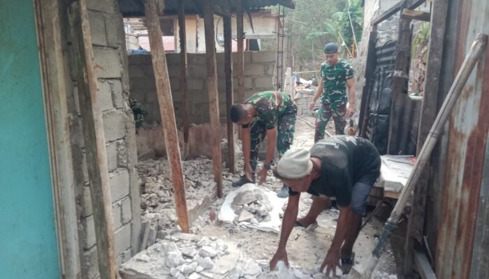 TMMD ke-130 Kodim 1301/Sangihe Mulai Pembongkaran Rumah Sasaran RTLH