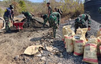 Satgas TMMD ke-130 Kodim 1301/Sangihe Terus Genjot Pembangunan Jalan Rabat Beton di Kampung Tanaki