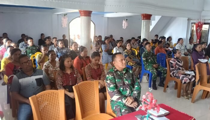 Perkuat Iman dan Kemanunggalan TNI, Satgas TMMD ke-130 Kodim 1301/Sangihe Ikuti Ibadah Minggu di Gereja Karmel Tanaki